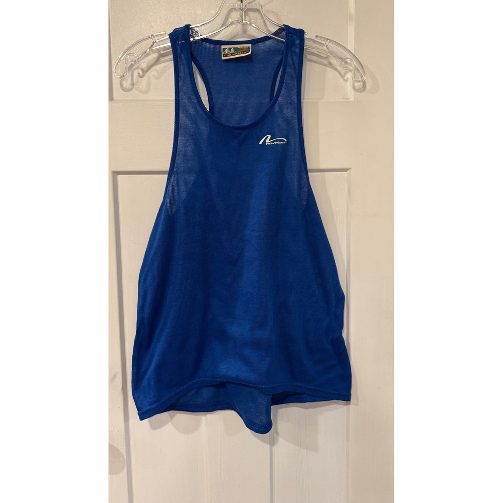 Vintage Nashbar Mens Blue Mesh Cycling Tank Top Jersey 3 Pocket Made in USA M